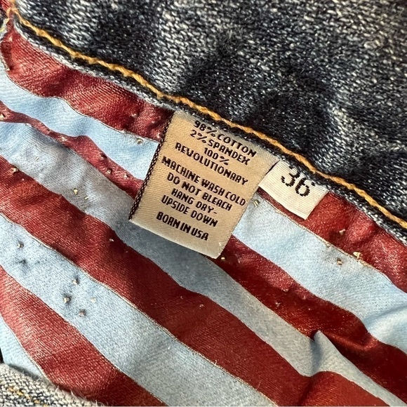 CULTURED REVOLUTION Kennedy Destroyed Jeans 36 Studded American Flag Blue Ripped - Picture 17 of 17